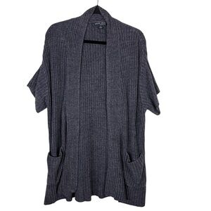 Barefoot Dreams CozyChic Lite Ribbed Kimono Open Front Short Sleeve Cardigan